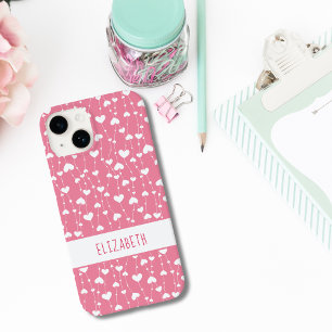 Monograma Personalize Rosa Corações Branco Feminin