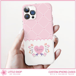 Monograma Pessoal de Diamante Floral Rosa