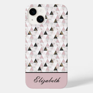 Monograma Pink Gold Preto Mármore Geométrico Branc