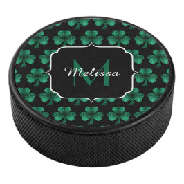 Monograma preto de Shamrock Verde Sparkle Emerald