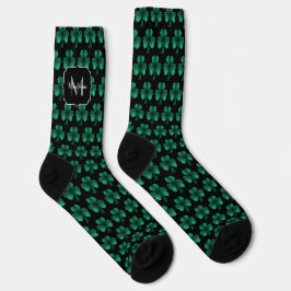 Monograma preto de Shamrock Verde Sparkle Emerald