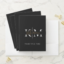 Monograma Preto Dourado Elegante para Escritório e