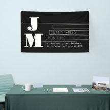 Monograma Preto e Branco Retro-moderno Personalizá