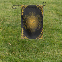 Monograma preto e Dourado com elementos decorativo