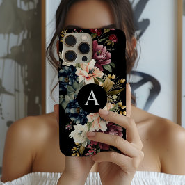 Monograma Preto Floral Personalizado