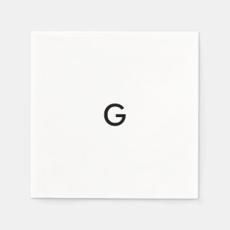 Monograma preto simples em guardanapos brancos