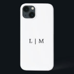 Monograma, preto simples inicial e minimalista bra<br><div class="desc">Capas de iphone simples com um design moderno,  mas elegante,  com seu monograma de duas letras em preto clássico e branco. Esta capa de telefone simples e básica chica faz um presente de excelente para um homem minimalista no seu aniversário.</div>