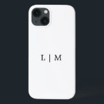 Monograma, preto simples inicial e minimalista bra<br><div class="desc">Capas de iphone simples com um design moderno,  mas elegante,  com seu monograma de duas letras em preto clássico e branco. Esta capa de telefone simples e básica chica faz um presente de excelente para um homem minimalista no seu aniversário.</div>