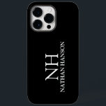 Monograma preto simples moderno<br><div class="desc">Capa de telefone moderna com um design preto simples e mínimo com seu monograma em uma fonte em negrito junto com seu nome.</div>