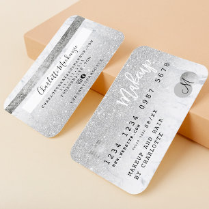 Monograma quic gliter prateado com cartão de crédi