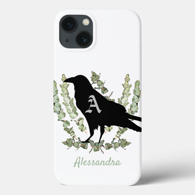 Monograma Raven Spirit Animal Personalizado (Verso)