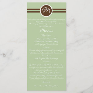 Monograma Reproduzido no Menu Casamento Verde Marr