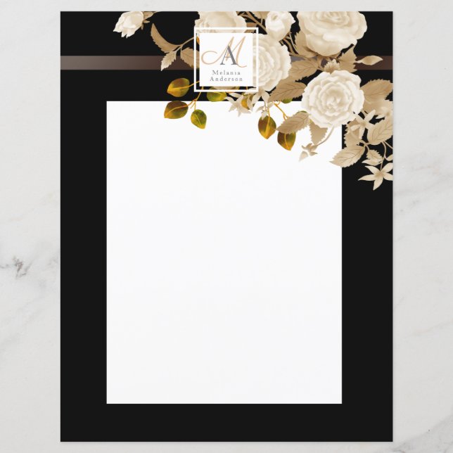 Monograma Rosa Elegante Preto (Frente)