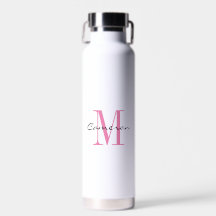 Monograma Rosa Inicial e Nome Água Personalizada