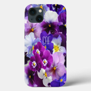 Monograma Roxo Azul Branco Flor de Amor Floral