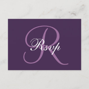 Monograma roxo Cartão RSVP de Casamento Elegante
