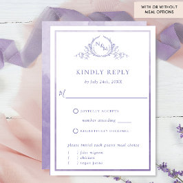 Monograma roxo Elegante e RSVP de Aquarela