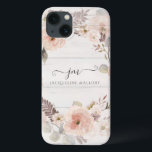 Monograma Russo de Folhagem Floral Elegante<br><div class="desc">"Folhagem de Aquarela Floral Elegante com fundo de conselho de madeira branco-rusticado e o seu script Monogramas Initials and Name." Trabalho de arte de aquarela moderna, de estilo pareado, sobre um fundo de madeira branca de algodão macio. Rosas silvestres cor-de-rosa pálido e folhagem de folha de madeira para uma elegância...</div>