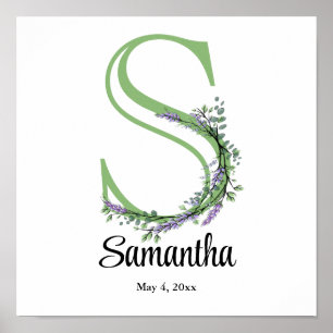 Monograma S Lavanda Eucalyptus bersert Poster