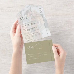 Monograma Sage Green Com Casamento De Fotografias 