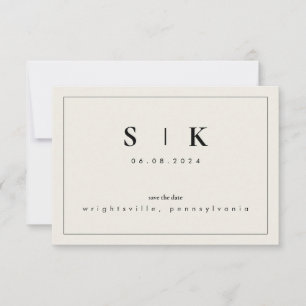 Monograma Simples e Elegante Bege Save the Date VI