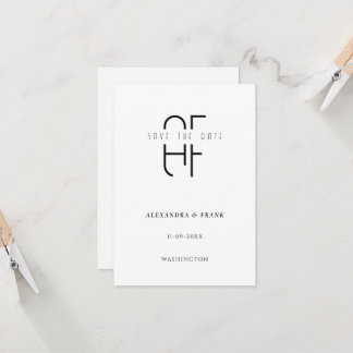 Monograma simples mínimo branco moderno, salvar a 