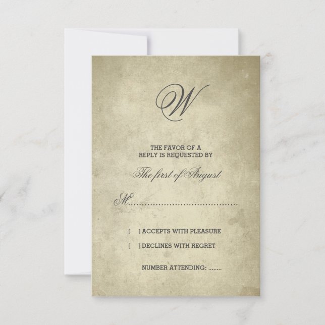 Monograma Simples | Vintage Paper RSVP (Frente)