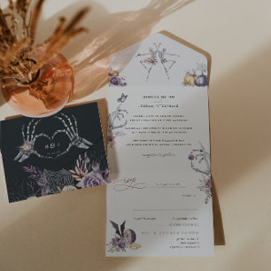 Monograma Skeleton Floral Halloween