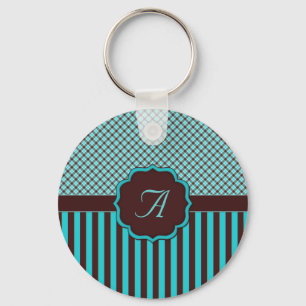 Monograma Tartan, Lt Teal Choc Brown Chaveiro