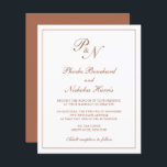 Monograma Terracotta Orçamento Convite de Casament<br><div class="desc">O convite de casamento do estilo tradicional, com um design simples e clássico com seu monograma inicial e seus nomes em um dentro de caligrafia elegante de uma fronteira fina. Todos os elementos de design estão em um tom de terracota / laranja queimada / ferrugem / cobre sobre um fundo...</div>