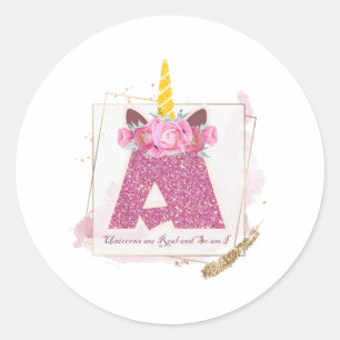 Monograma Unicorn Um Autocolante Personalizado