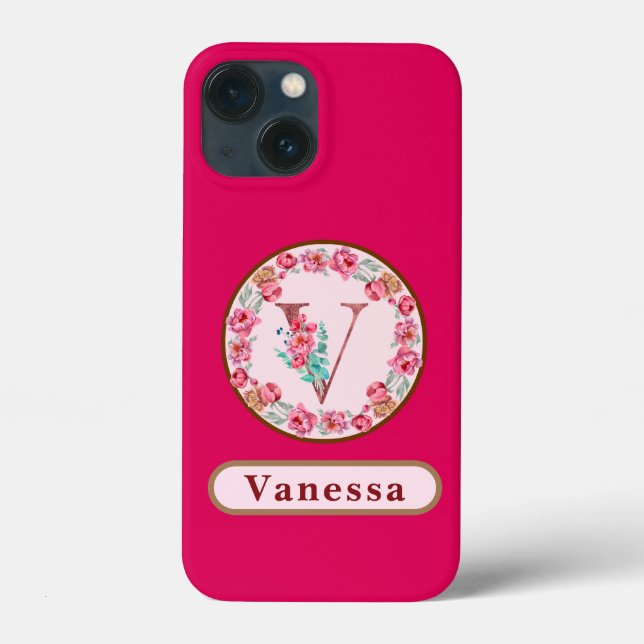 Monograma V Floral Personalizado (Verso)