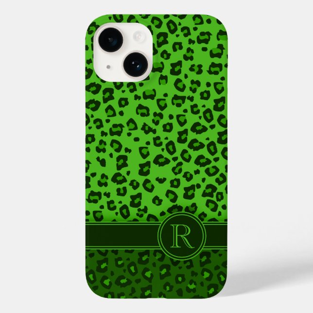 Monograma verde animal-leopardo (Verso)