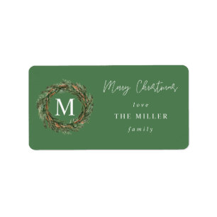 Monograma Verde e Verso Merda Etiqueta de Natal V2