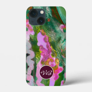 Monograma verde-lilás psicodélico Capa de telefone