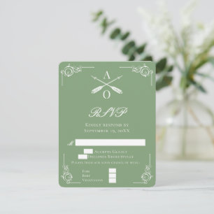 Monograma Verde Moss e Cartão RSVP de Casamento de
