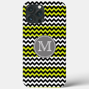 Monograma verde-preto-verde-quevron Zigzag