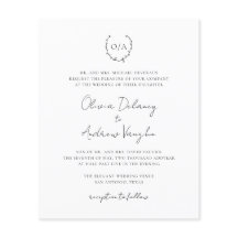 Monograma Wreath Elegant Budget Weditation Convite