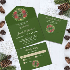 Monograma Wreath Poinsettias Casamento