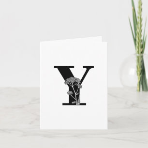 Monograma Y Floral no Cartão White Note