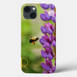 Monogramas Abelha Roxa Lavanda Flores Brancas