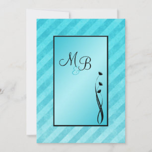 Monogramas Aqua, Convite para Stripe Floral Negra