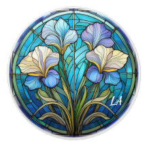 Monogramas Art Nouveau Elegante Blue Teal Floral