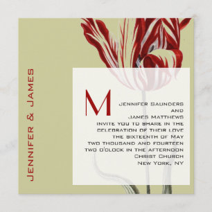 Monogramas Convites para Casamento Moderno Tulip