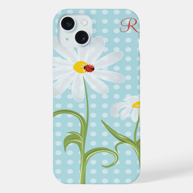 Monogramas Daisies e Lady Bug Bolinhas Blue (Verso)