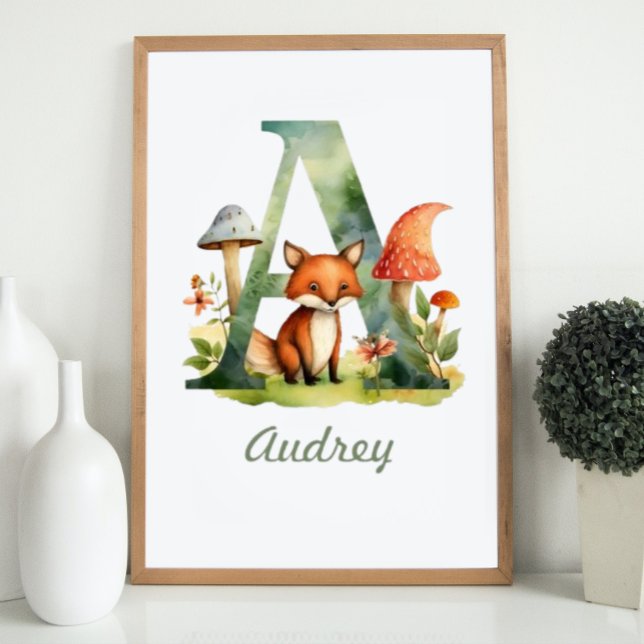 Monogramas Nursery Poster Woodland - Letra A (Monogrammed Name Nursery Poster Woodland Letter A)