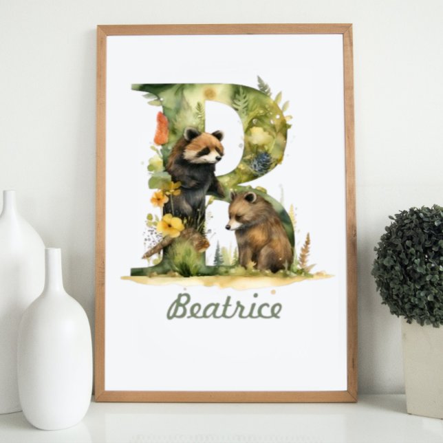 Monogramas Nursery Poster Woodland - Letra B (Monogrammed Name Nursery Poster Woodland Letter B)
