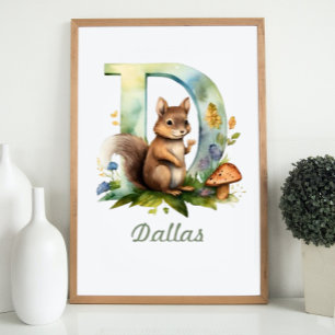 Monogramas Nursery Poster Woodland - Letra D