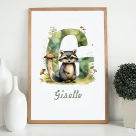 Monogramas Nursery Poster Woodland - Letra G