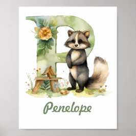 Monogramas Nursery Poster Woodland - Letra P